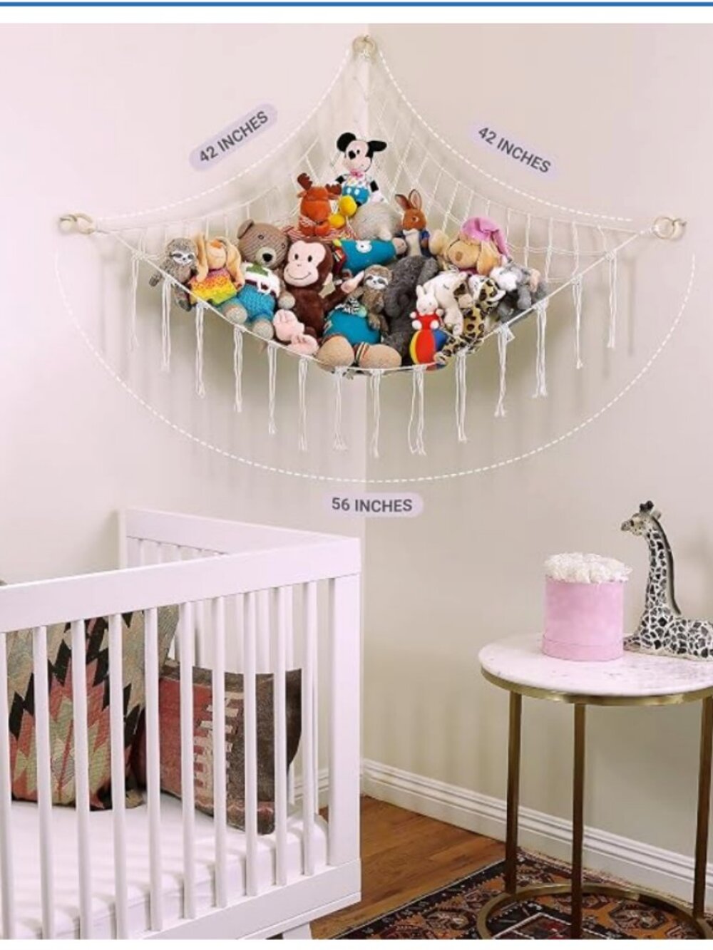 Stuffed Animal Storage Macrame Boho Plush Toy Net Hammock Large holds 20 lbs